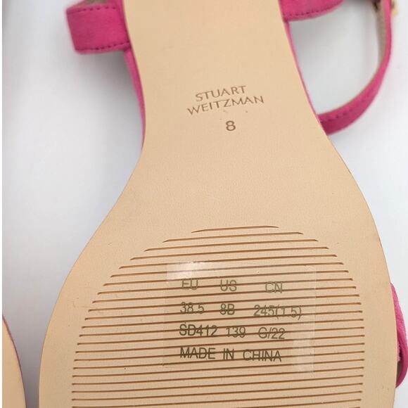 Stuart Weitzman Dancer Twistie 100 Suede Sandal Women's Pink Size US8B EU38.5 - Picture 8 of 10